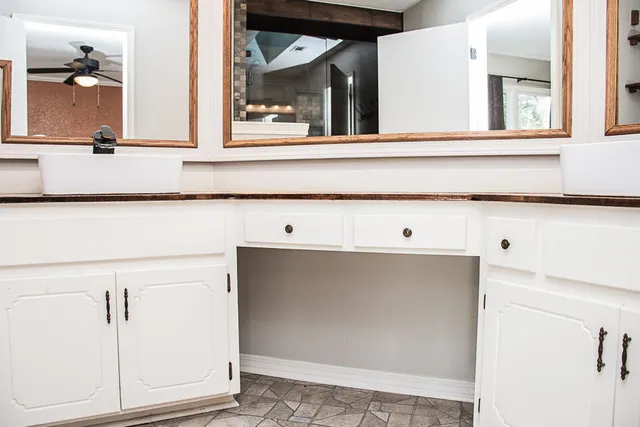 a view of white cabinets