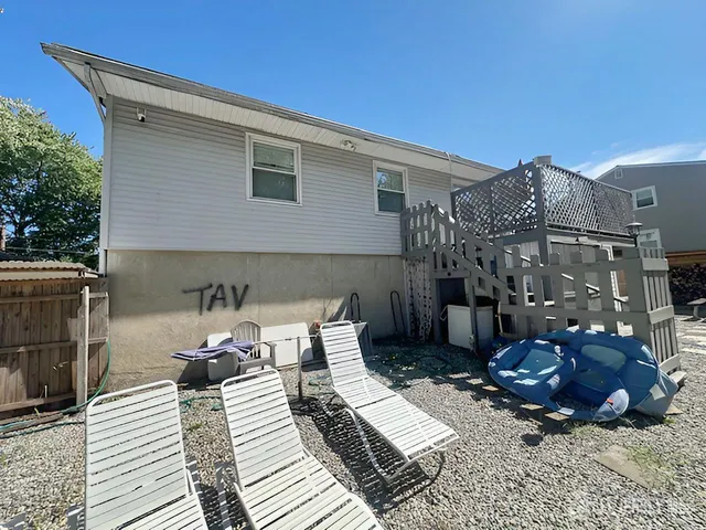 a view of a patio on the deck