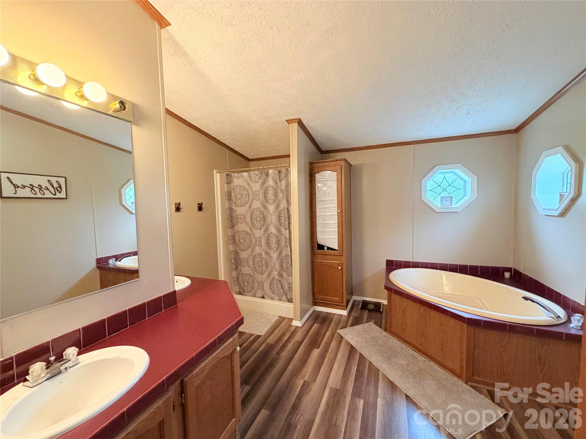 219 John E Randall Road Shelby, NC 28152 - Photo 12 of 21 a spacious bathroom with a granite countertop sink toilet a mirror and shower