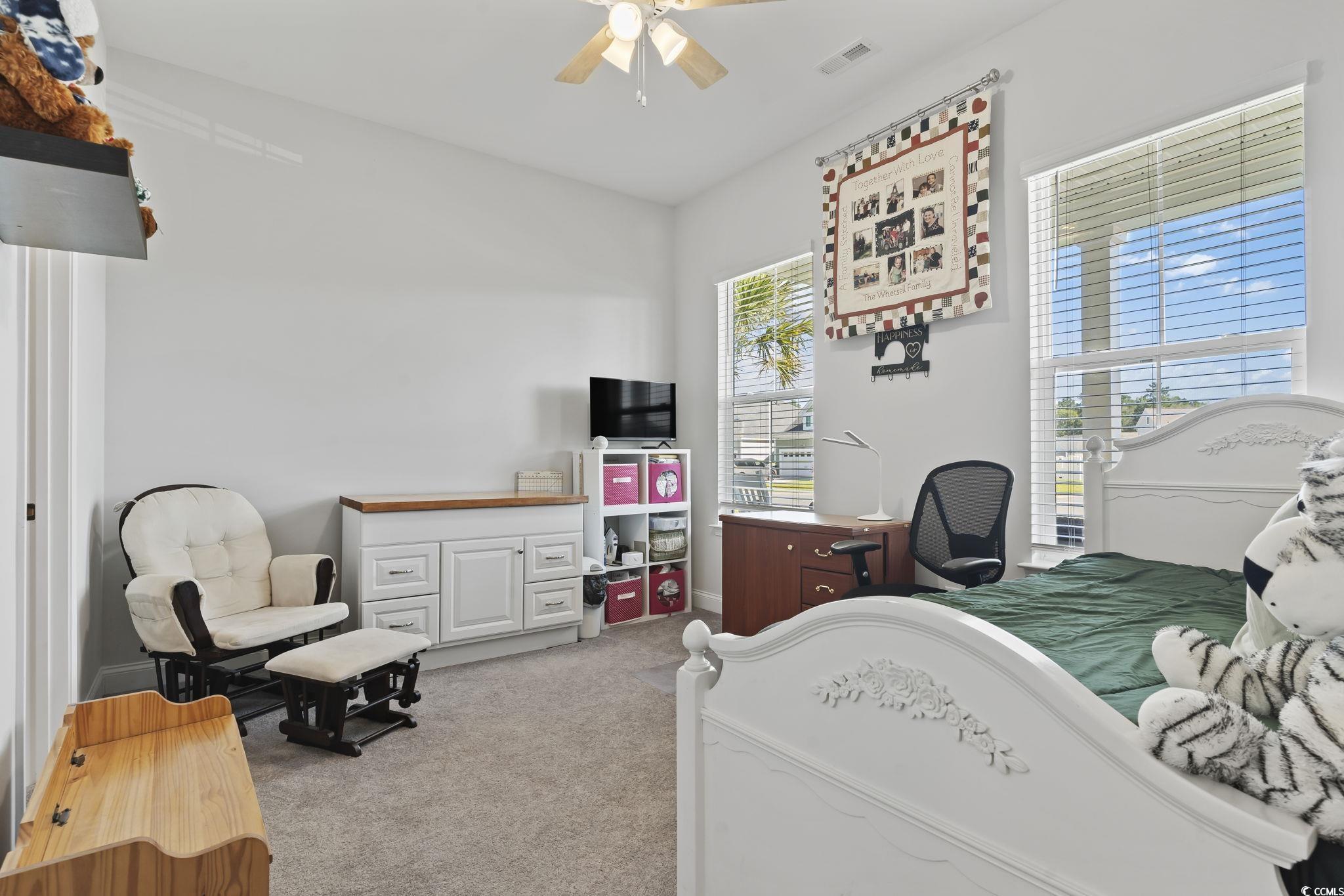 256 Yellow Rail Street Murrells Inlet, SC 29576 - Photo 27 of 40 Bedroom featuring ceiling fan and light carpet
