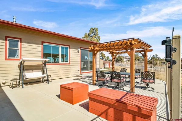 a outdoor space with patio furniture
