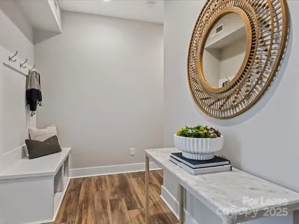 an entryway with a stove