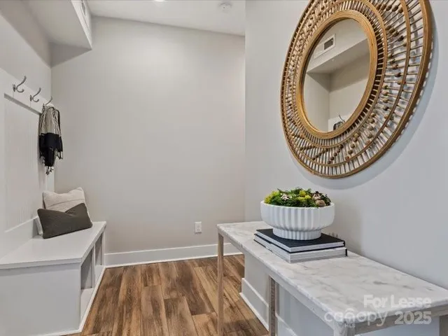 an entryway with a stove