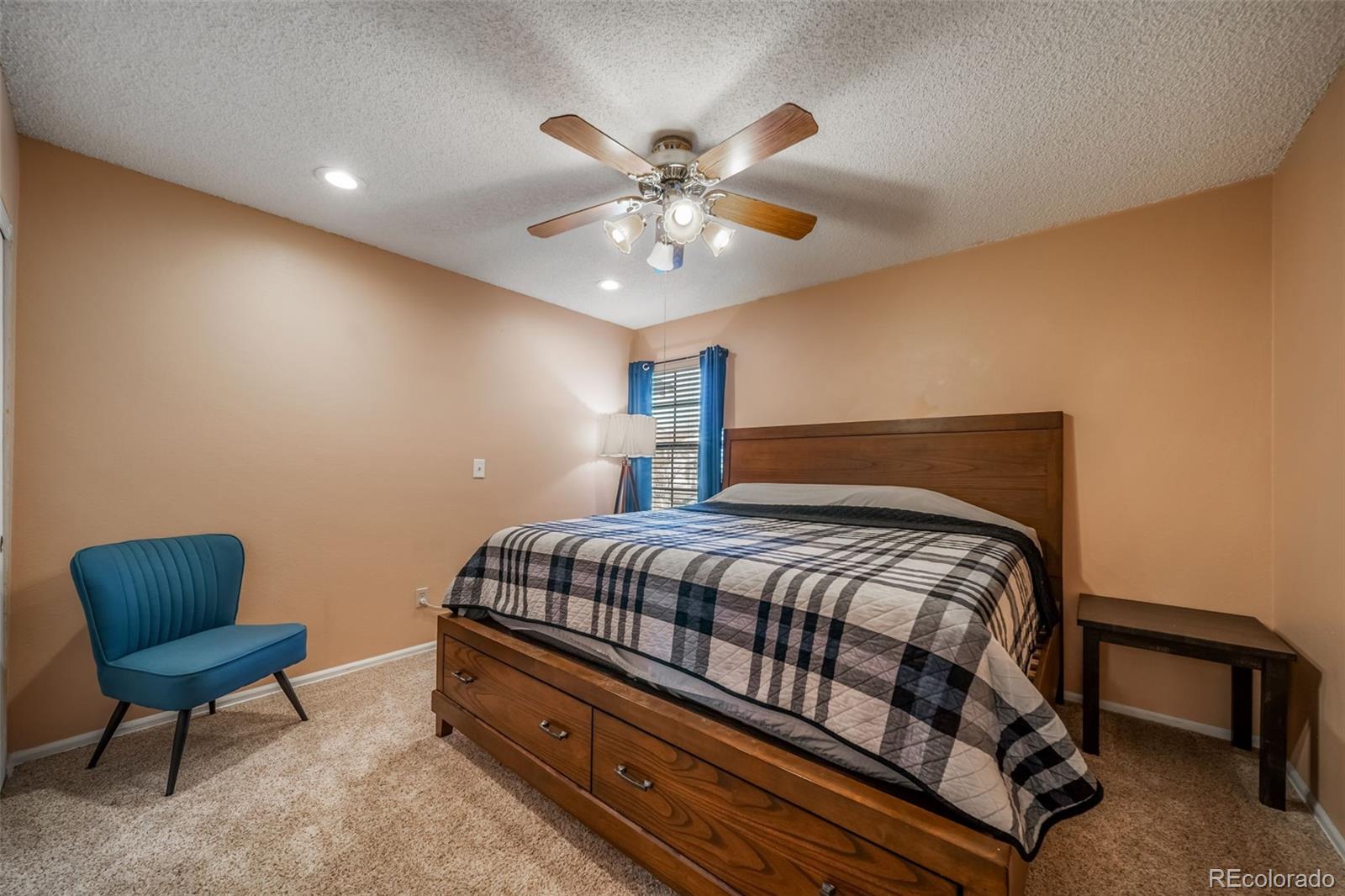 9240 Stargrass Circle Highlands Ranch, CO 80126 - Photo 28 of 46 a bedroom with a bed a chair and a potted plant