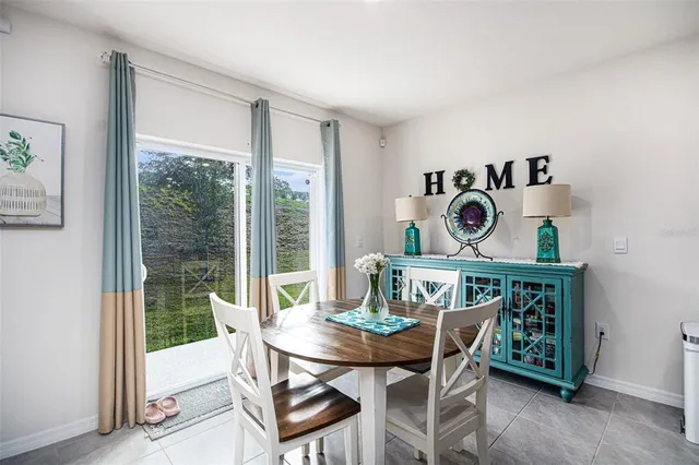 a table and chairs in a room