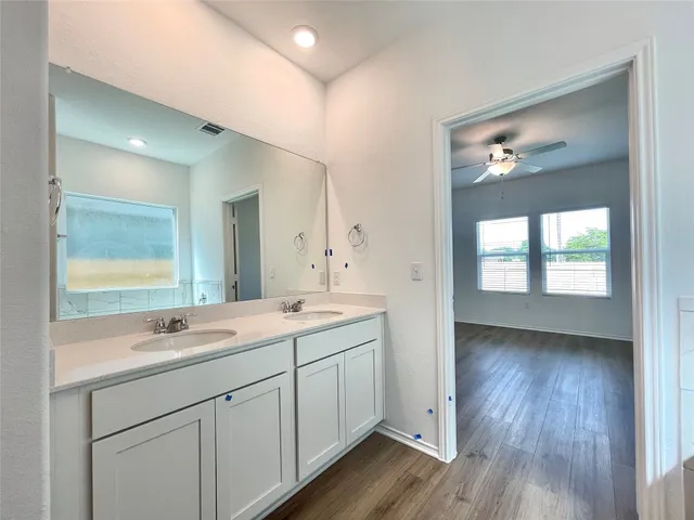 an empty room with windows