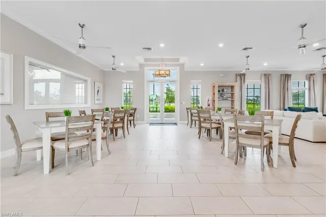 a view of a dining area with furniture