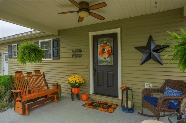 a outdoor living space with furniture