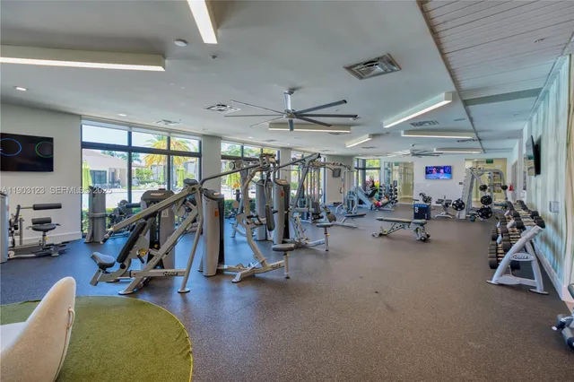 a view of a room with gym equipment