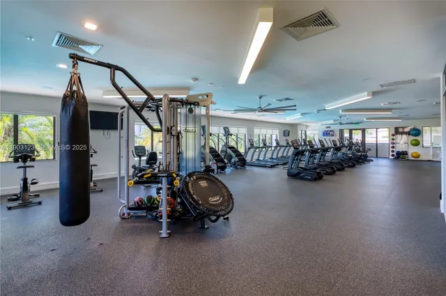 a view of a room with gym equipment