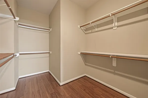 a view of an empty walk in closet