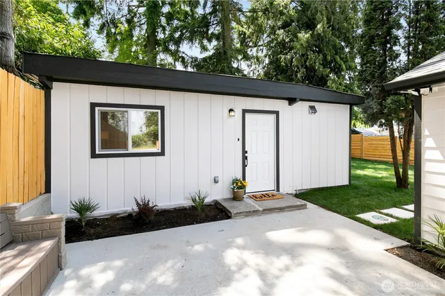 a backyard of a house with lots of green space