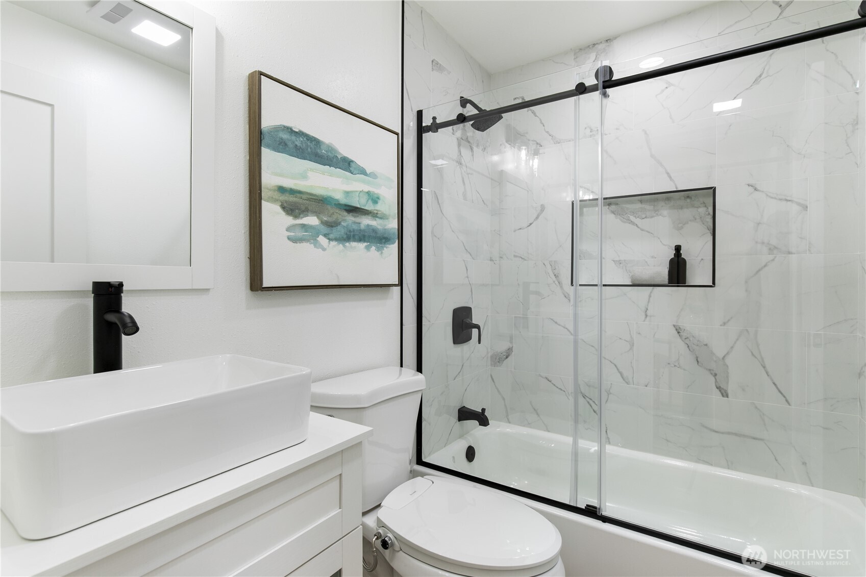 11 Southwest 100th Street Seattle, WA 98146 - Photo 29 of 36 a bathroom with a shower a toilet and a sink