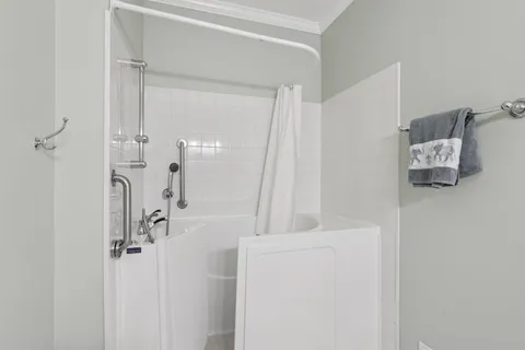 a bathroom with a shower