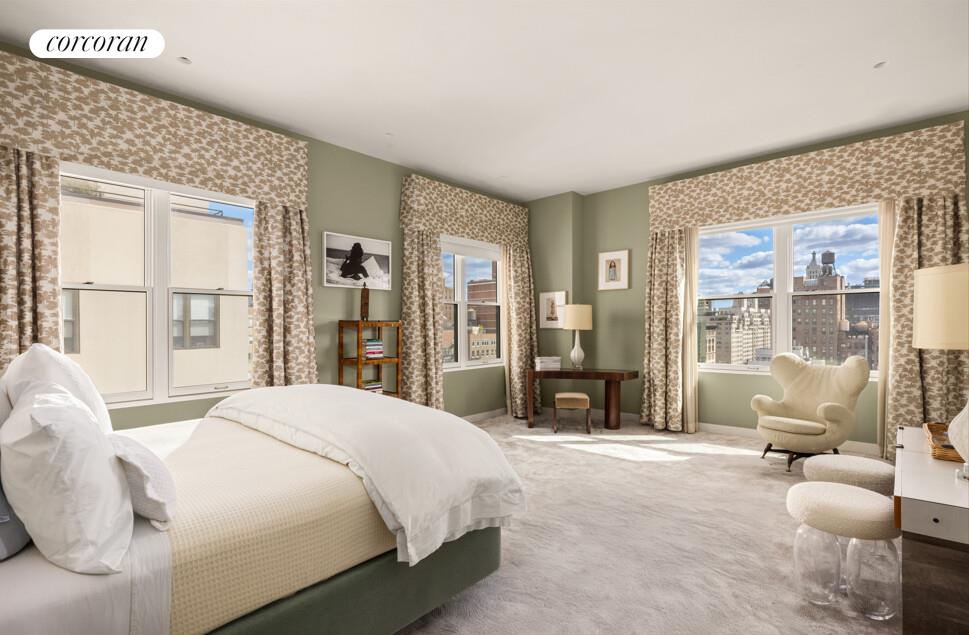 65 West 13th Street, Unit PHD Manhattan, NY 10011 - Photo 10 of 24 a spacious bedroom with a bed and glass door