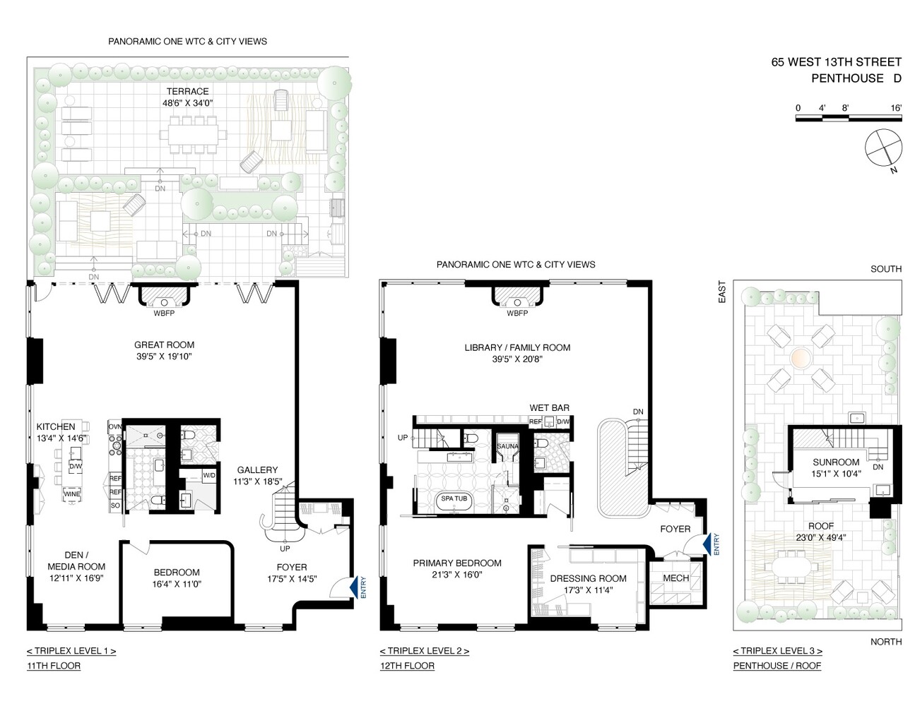 65 West 13th Street, Unit PHD Manhattan, NY 10011 - Photo 24 of 24 a picture of a floor plan