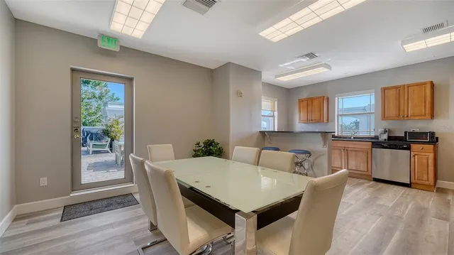 a view of a terrace with sitting area