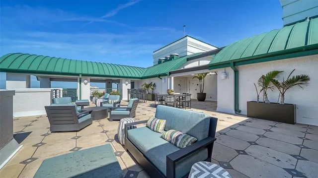 a view of a terrace with skyline