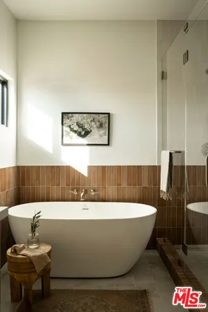 a view of a bathtub in a room