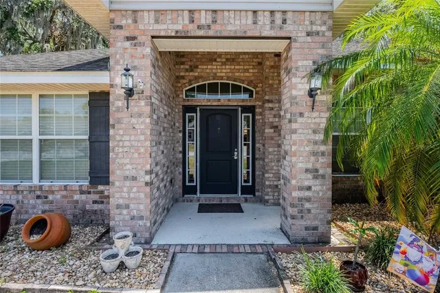 a front view of a house with plants