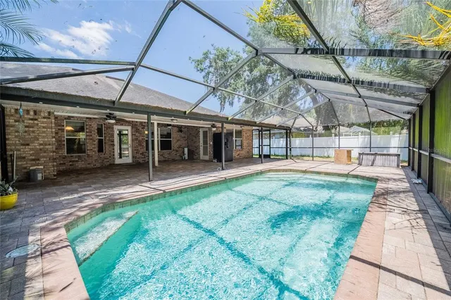 a view of a porch with a backyard