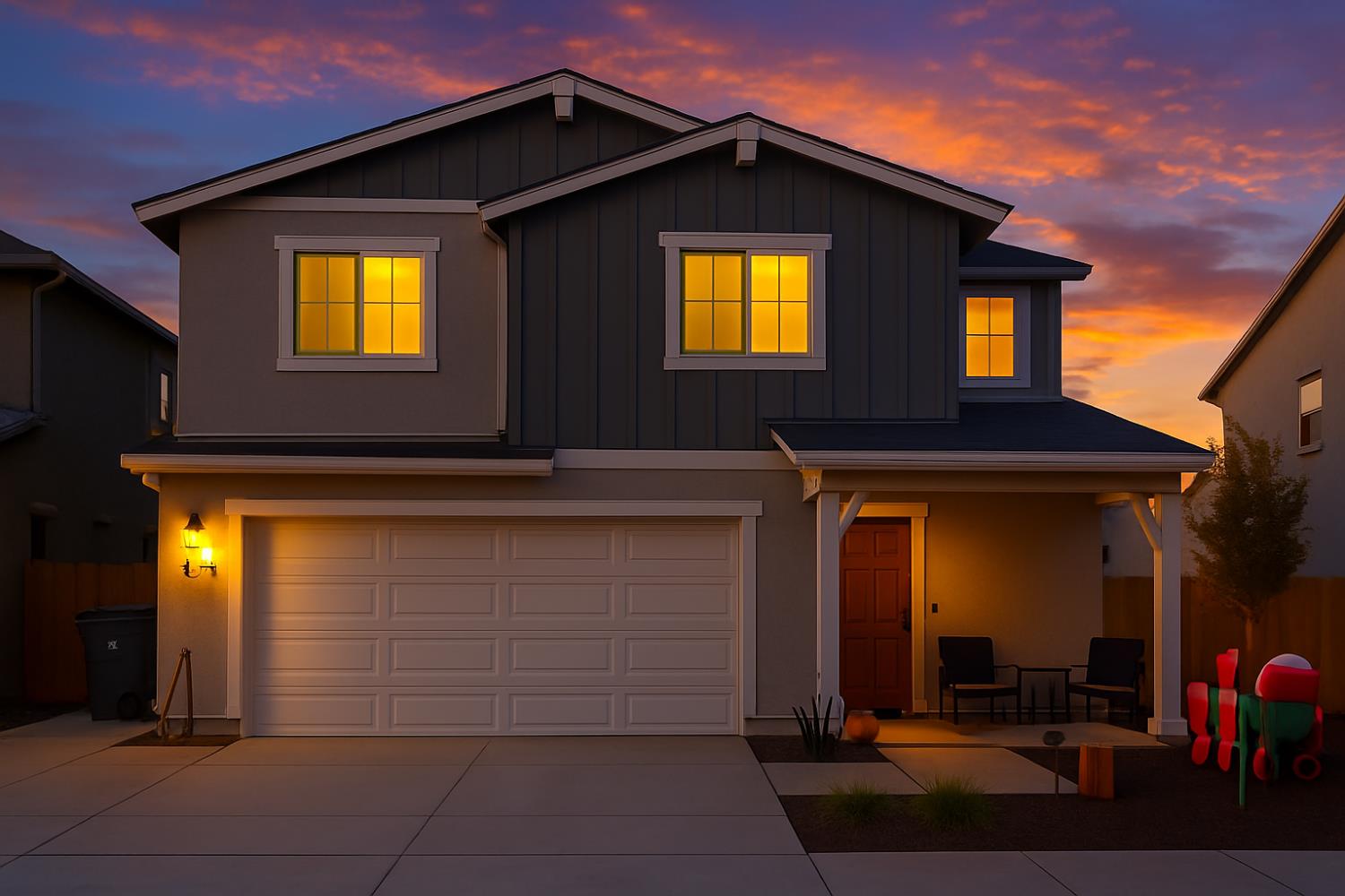 a front view of a house with a yard
