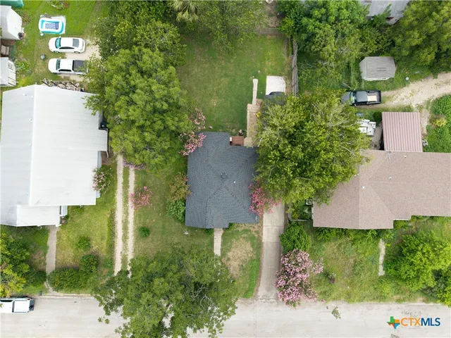 an aerial view of a house