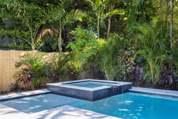 a view of a yard with plants