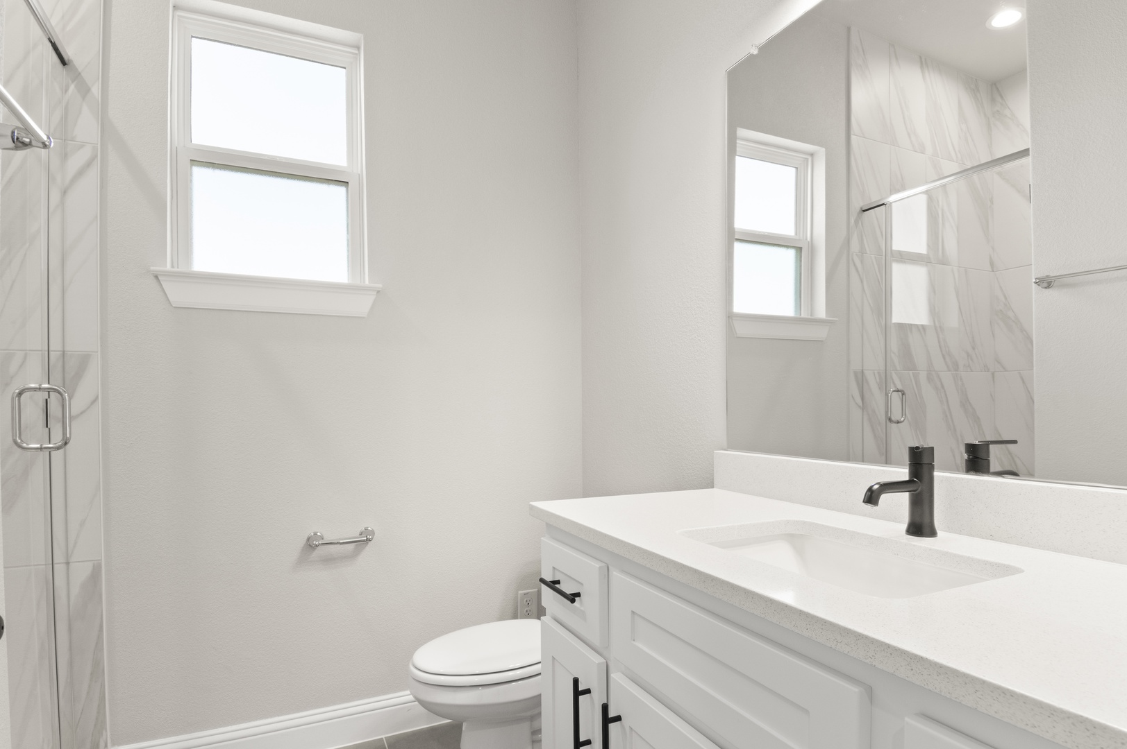 601 C-Bar Ranch Trail, Unit 59 Cedar Park, TX 78613 - Photo 26 of 34 Bathroom featuring vanity, a marble finish shower, and tile patterned flooring
