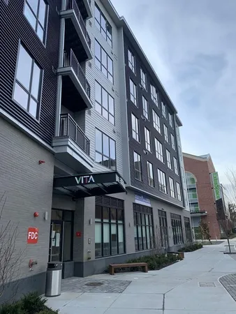 a front view of a multi story building