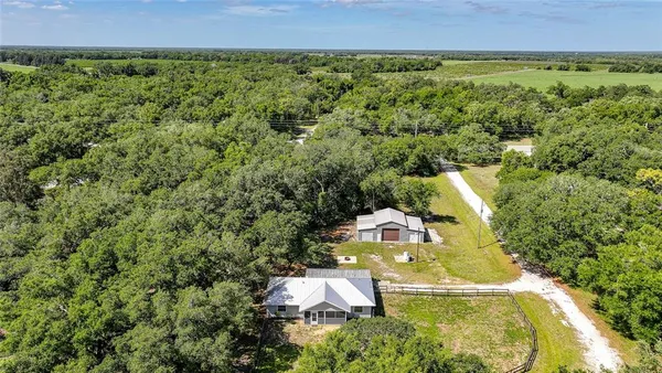 an aerial view of a house