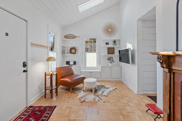 a living room with furniture