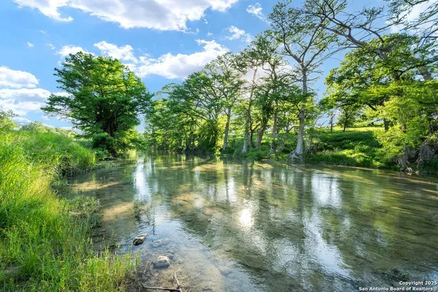 a view of a lake view with a garden