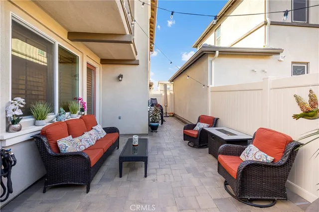 a backyard of a house with seating space