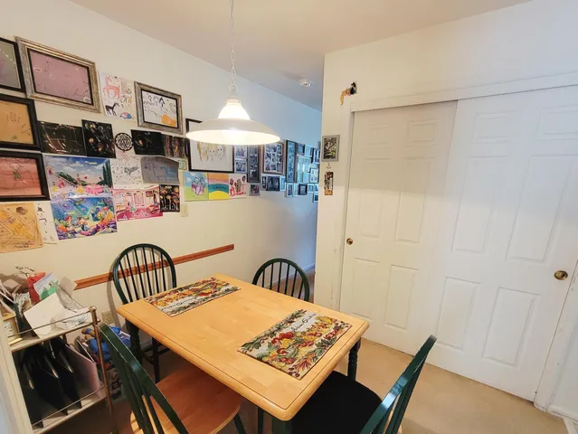 a view of a dining area with furniture