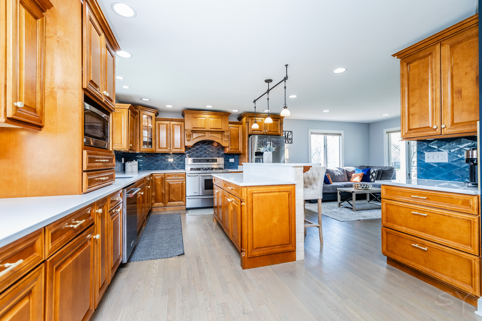 8001 William Drive Willowbrook, IL 60527 - Photo 5 of 73 a kitchen with stainless steel appliances kitchen island granite countertop a stove a sink and a refrigerator