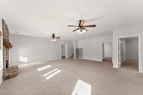 a view of a swimming pool and an outdoor space