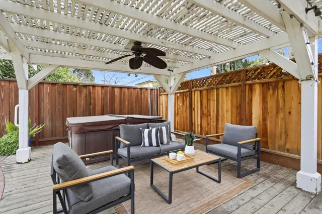 a view of a backyard with a patio