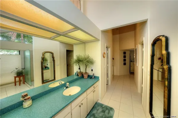 a garden view with a seating space