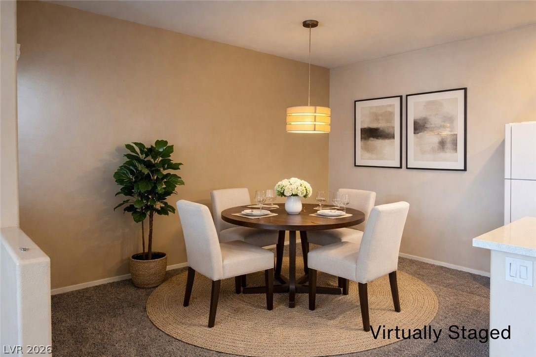 Virtually staged dining area