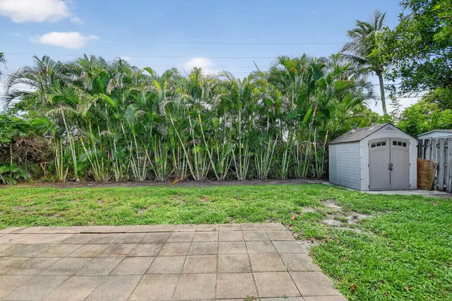 a view of a back yard with green space
