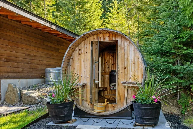 a view of small garden with plants