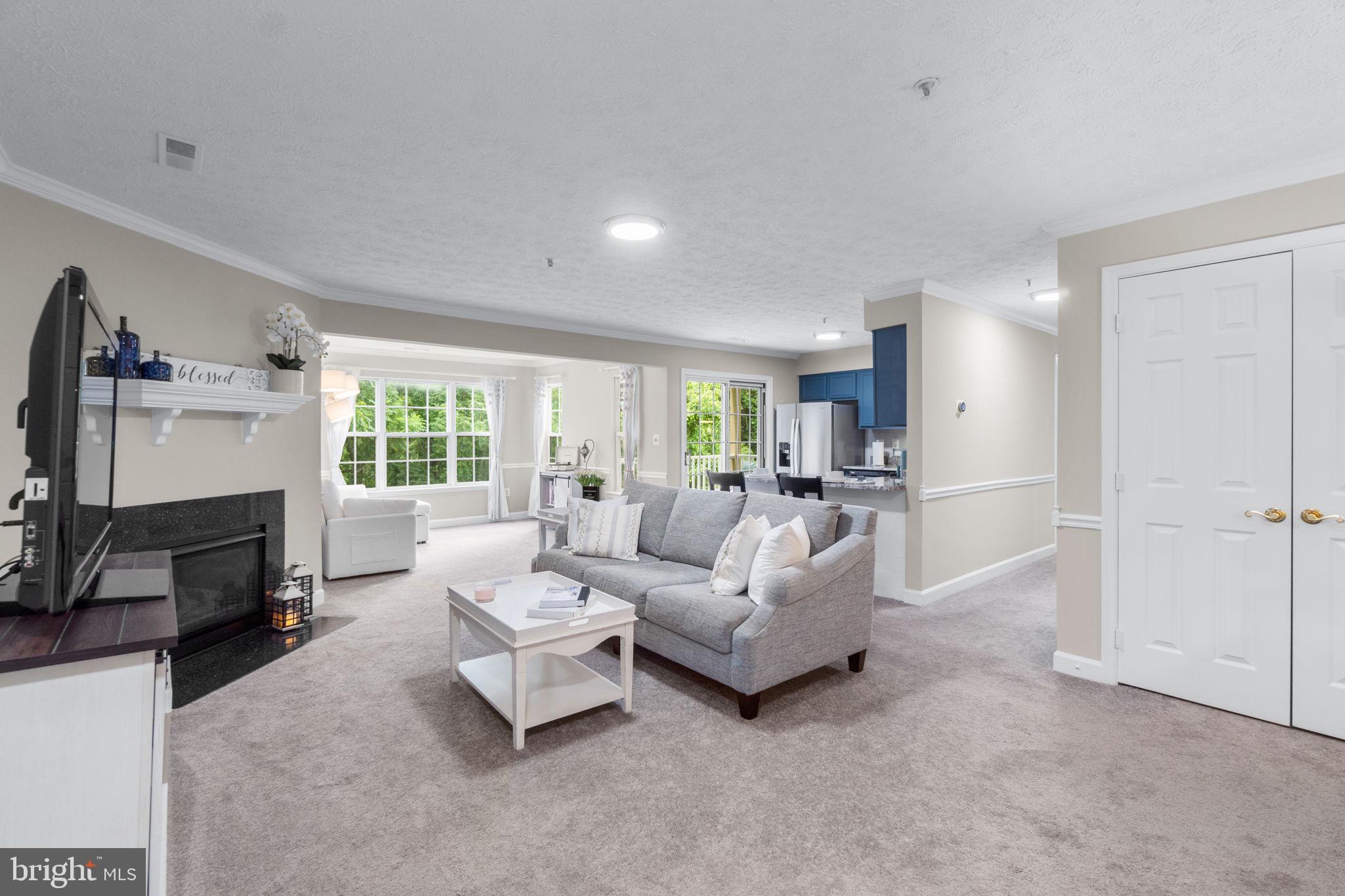 6509 Springwater Court, Unit 6303 Frederick, MD 21701 - Photo 6 of 48 a living room with furniture and a fireplace