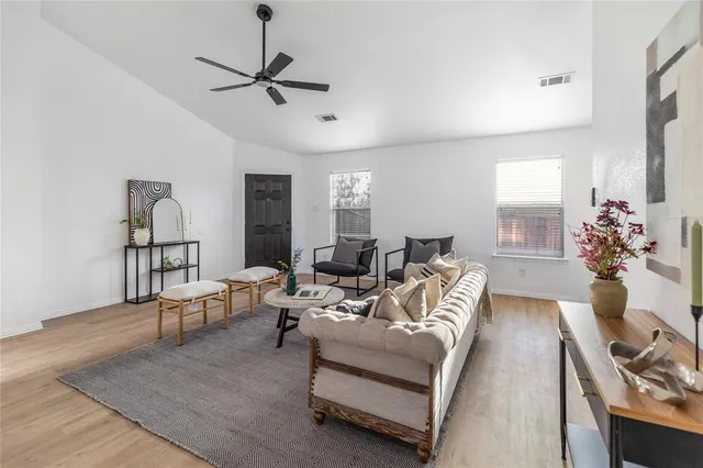 a living room with furniture