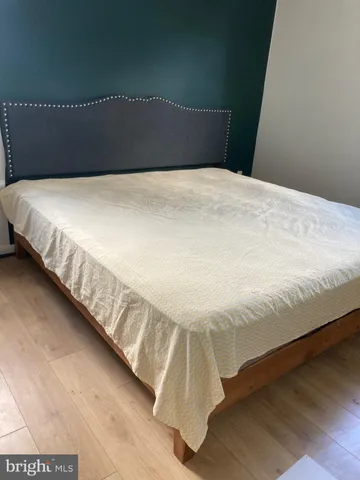 a bedroom with a bed