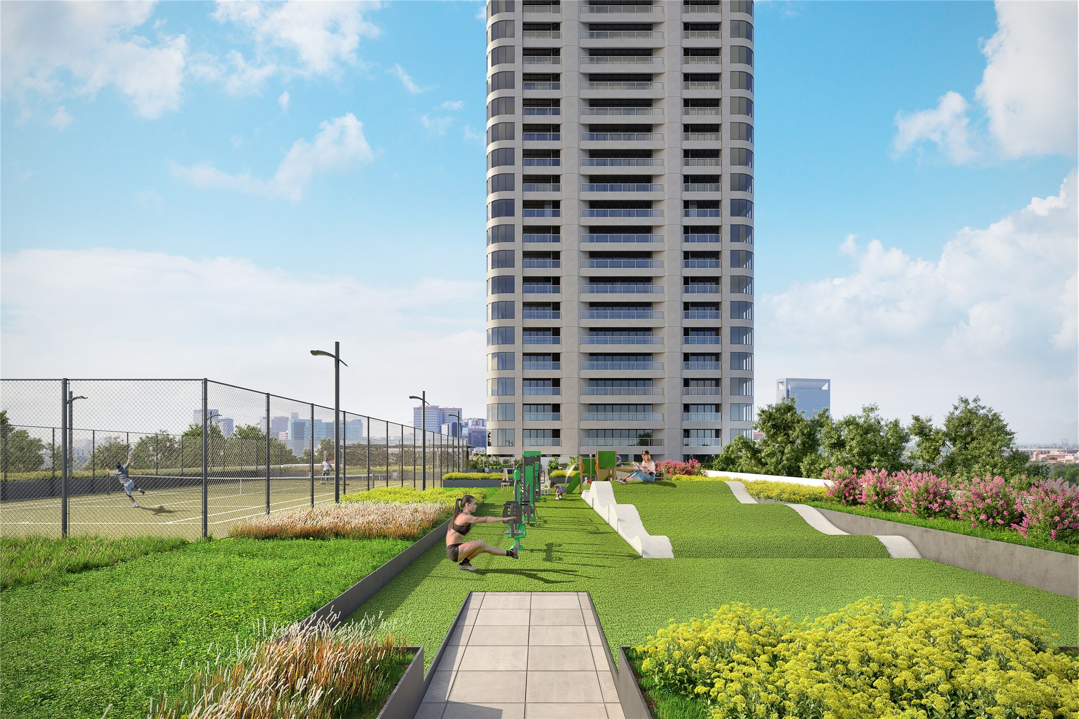 1701 Hermann Drive, Unit 24B Houston, TX 77004 - Photo 4 of 33 Community garden, outdoor fitness circuit and illuminated tennis court.