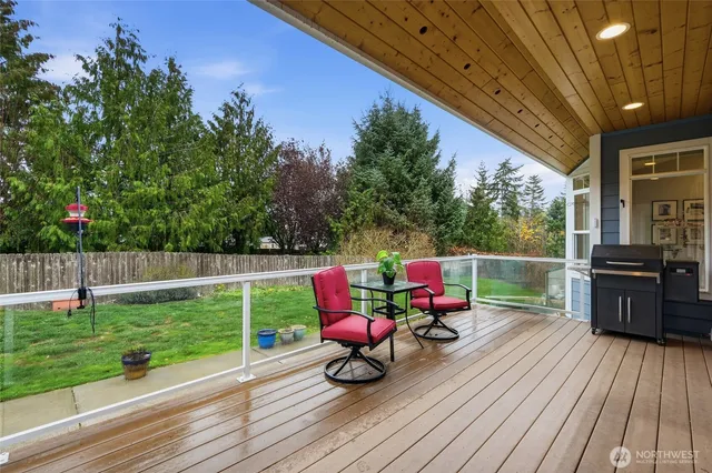 a deck view with a seating space