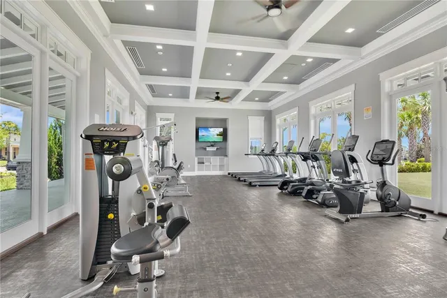 a view of a room with gym equipment
