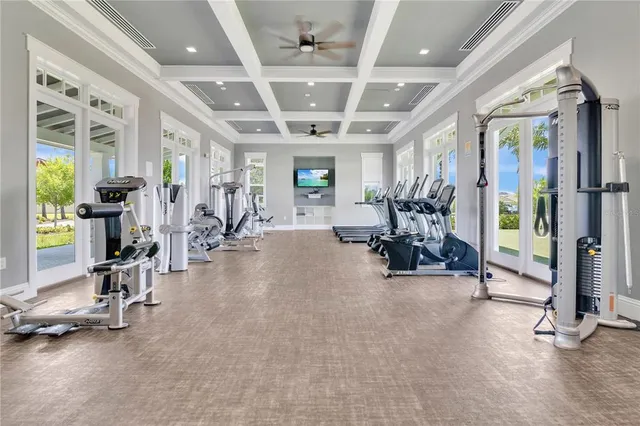 a view of a room with gym equipment