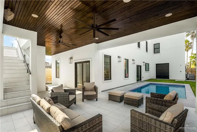 a outdoor living space with furniture